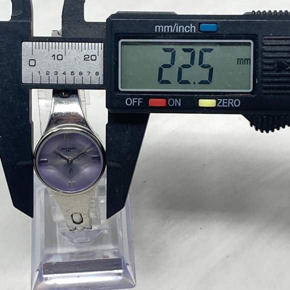 Fossil F2 Watch Women 23mm Silver Tone Purple Faceted Dial 30M New Battery 6.25" - Picture 9 of 15